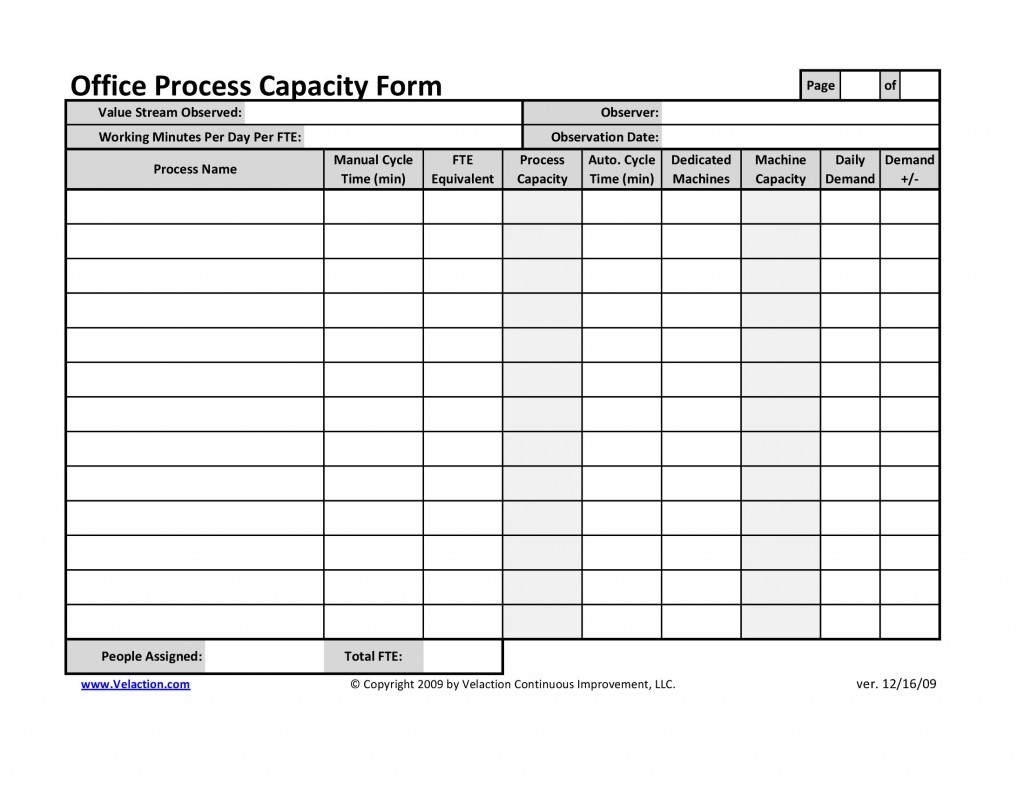 Office Process Capacity Sheet