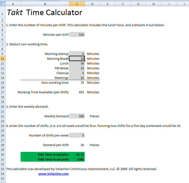 Takt Time Calculator