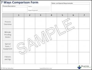 7 Ways Comparison Form. A form from our extensive Lean resource